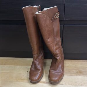 Brown Leather Knee-High Boots